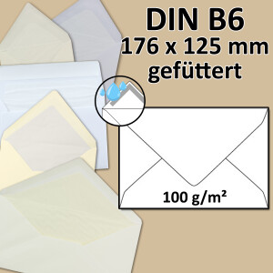 Briefumschlag DIN B6 - gef&uuml;ttert - Nassklebung -...