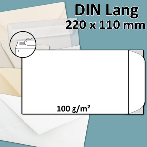 DIN Lang Briefumschlag - Haftklebung - 22,0 x 11,0 cm -...