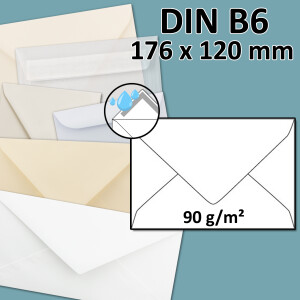 DIN B6 Briefumschlag - Nassklebung - 17,6 x 12,0 cm - 90...
