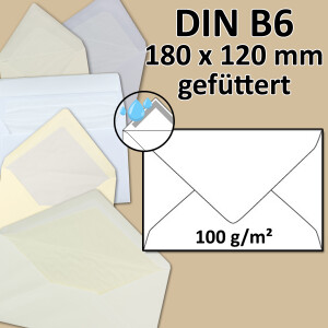 DIN B6 Briefumschlag - gef&uuml;ttert -...