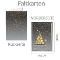 300x Weihnachtskarten-Set DIN A6 in Grau mit Edelstein-Weihnachtsbaum - Faltkarten mit passenden Umschläge - Weihnachtsgrüße für Firmen und Privat