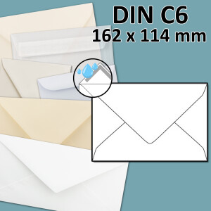 DIN C6 Briefumschlag - Na&szlig;klebung 16,2 x 11,4...