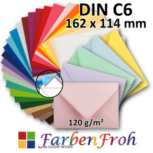DIN C6 Briefumschlag FARBMIX - Na&szlig;klebung -...