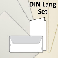 DIN Lang Faltkarten-Set, Doppelkarten, Bütten-Papier, 100 x 210 mm; 240 g/m²