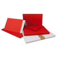 25 x Faltkarten-Set DIN A5/C5 - Rot + Umschläge + Einlegeblätter - PREMIUM QUALITÄT - sehr formstabil - für Drucker geeignet