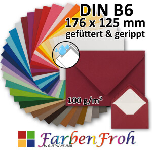 DIN B6 Briefumschlag - gerippt - mit Seidenfutter -...