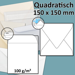 quadratischer Briefumschlag - 15,0 x 15,0 cm - NEUER PAPIER