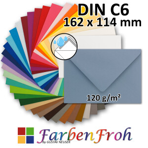 DIN C6 Briefumschlag - Nassklebung - 16,2 x 11,4 cm - 120...