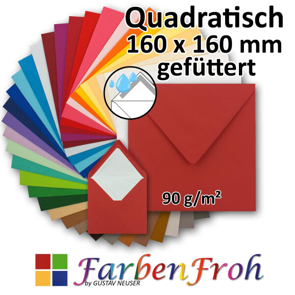 quadratischer Briefumschlag - gefüttert - Naßklebung - 16,0 x 16,0 cm - FarbenFroh by GUSTAV NEUSER