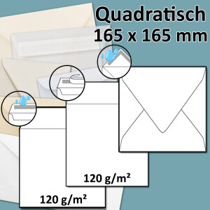 quadratischer Briefumschlag - 16,5 x 16,5 cm - NEUER PAPIER