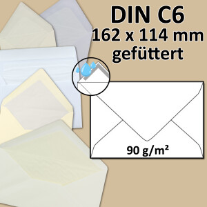 DIN C6 Briefumschlag - gef&uuml;ttert - Nassklebung -...