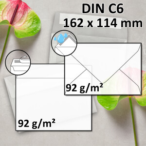 DIN C6 Briefumschlag  transparent - 16,2 x 11,4 cm - 92...