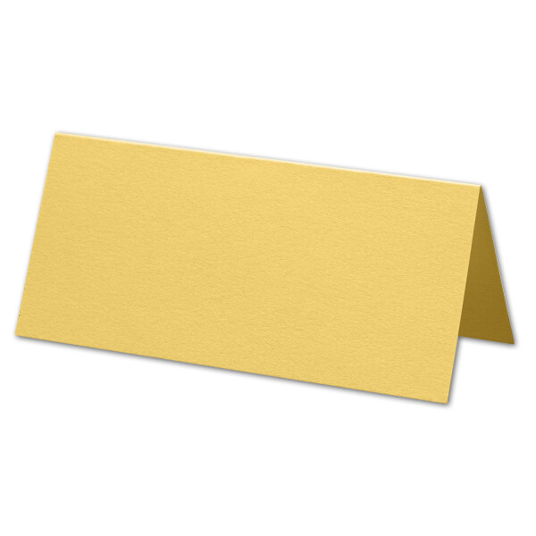 ARTOZ 200x Tischkarten - Lichtgelb (Gelb) - 45 x 100 mm blanko Platz-Kärtchen - Faltkarten für festliche Tafel - Tischdekoration - 220 g/m² gerippt
