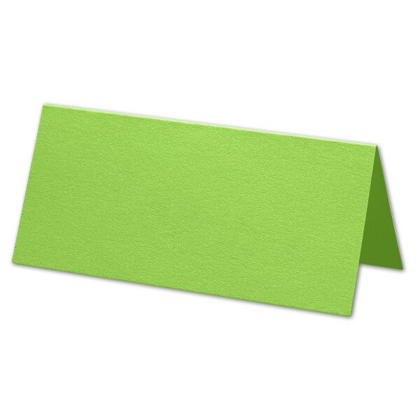 ARTOZ 75x Tischkarten - Maigrün (Grün) - 45 x 100 mm blanko Platz-Kärtchen - Faltkarten für festliche Tafel - Tischdekoration - 220 g/m² gerippt