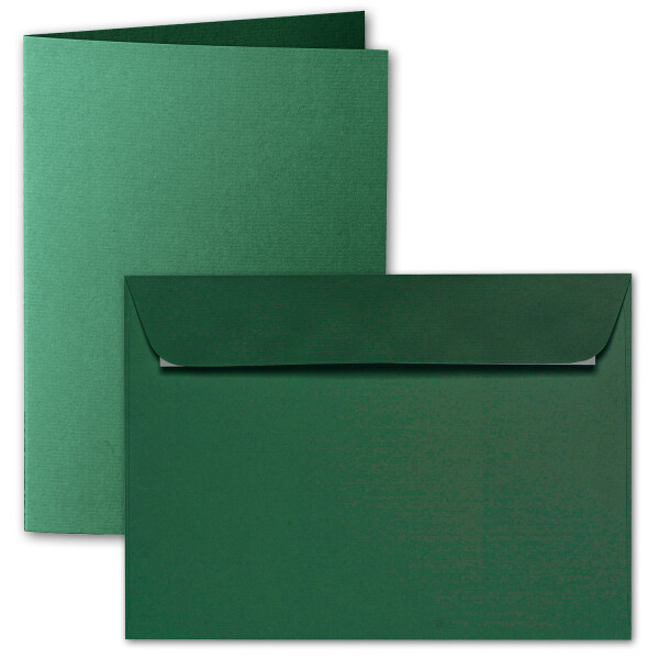 ARTOZ 75x DIN A6 Faltkarten-Set mit Umschlägen - Racing Green (Grün) - 105 x 148 mm - gerippte Bastelkarten blanko mit Brief-Umschlägen - 220 g/m²
