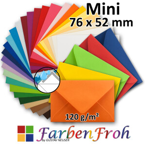 Mini Briefumschlag FARBMIX - Nassklebung - 7,6 x 5,2 cm -...