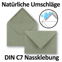 50x kleine Umschläge aus Kraftpapier in Grau DIN C7 8,1 x 11,4 cm mit Spitzklappe und Nassklebung in 110 g/m² - kleiner blanko Mini-Umschlag