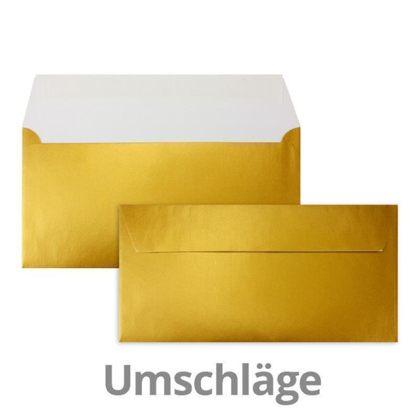 50x Faltkarten-Set mit Briefumschlägen DIN Lang in Gold (Metallic) - ,  24,50 €