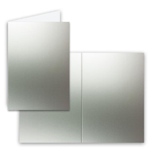 25 Faltkarten B6 - Silber metallic - Blanko Doppel-Karten - 12 x 17 cm - sehr formstabil - für Drucker geeignet - Serie: FarbenFroh