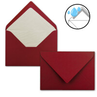 25 x Kartenpaket mit gefütterten Brief-Umschlägen - gerippt - DIN B6 - Dunkelrot - 12 x 17 cm - Nassklebung - NEUSER PAPIER