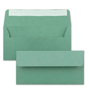 25x Kraftpapier-Umschläge DIN Lang - Eukalyptus-Grün - Haftklebung 11 x 22 cm - Brief-Umschläge aus Recycling-Papier - Vintage Kuverts von NEUSER PAPIER