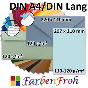 Briefpapier-SET - DIN A4 Papierbogen mit Umschlag DL -...