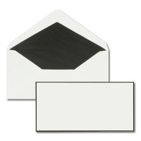 Trauerumschläge DIN LANG - Briefumschläge für Kondolenz mit handgemachtem schwarzem Trauer-Rand und schwarzem/weißem Seidenfutter