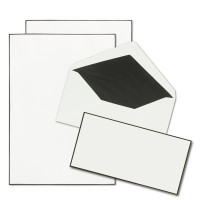 Trauerpapier Sets DIN A4 mit gefütterten Umschlägen DIN Lang - handgemachter schwarzer Rand - Briefpapier für Kondolenz
