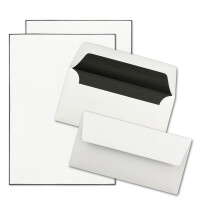 Trauerpapier Sets DIN A4 mit gefütterten Umschlägen DIN Lang - handgemachter schwarzer Rand - Briefpapier für Kondolenz