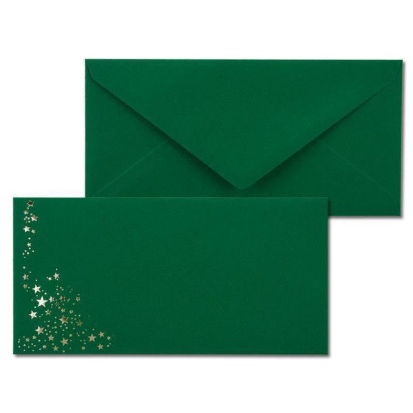 Umschlag Dunkelgrün  -  Sterne Silber