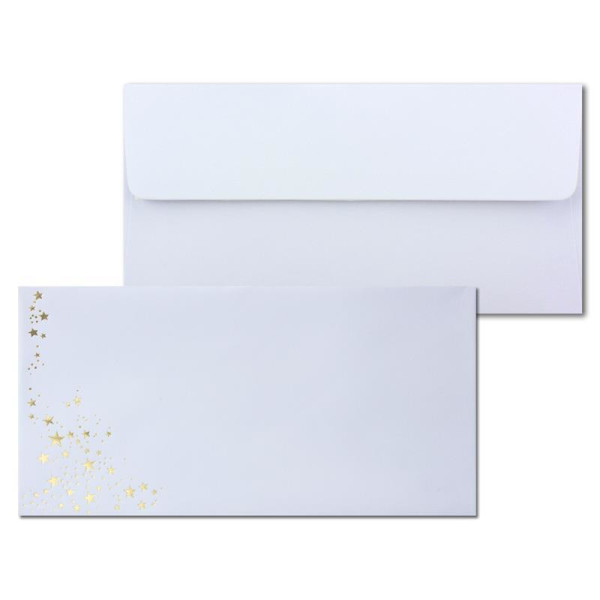 Umschlag Weiß  -  Sterne Gold