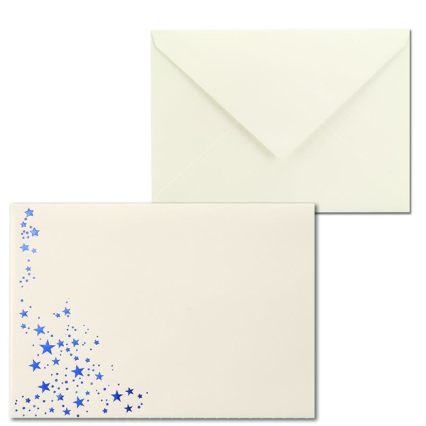 Umschlag Creme  //  Sterne Blau